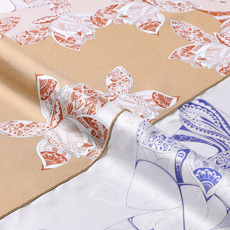 Two-Tone Interwoven Pattern Silk Scarf | Square Silk Scarf for Women