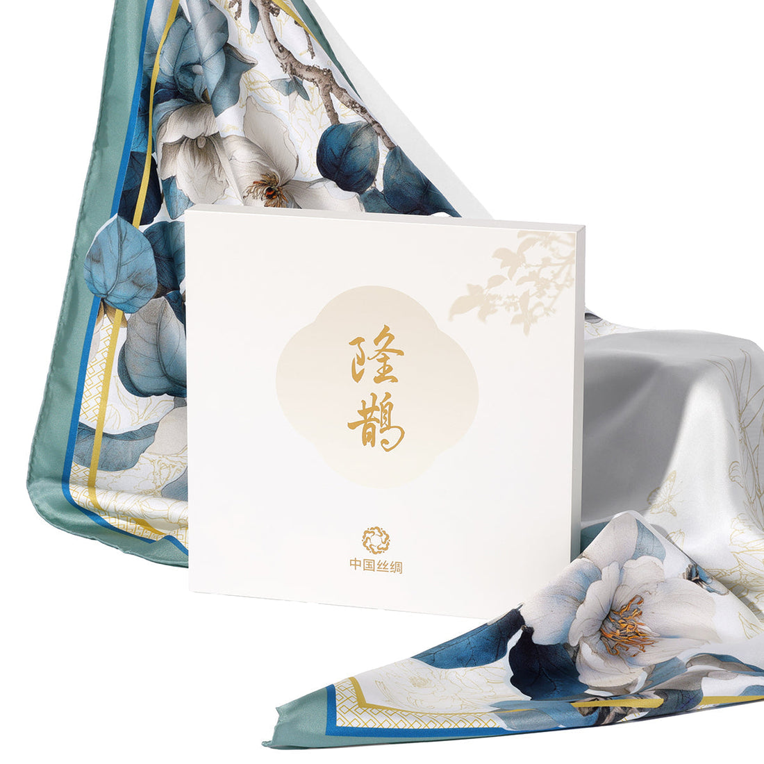 Blue Magnolia Square Silk Scarf: Quiet Elegance