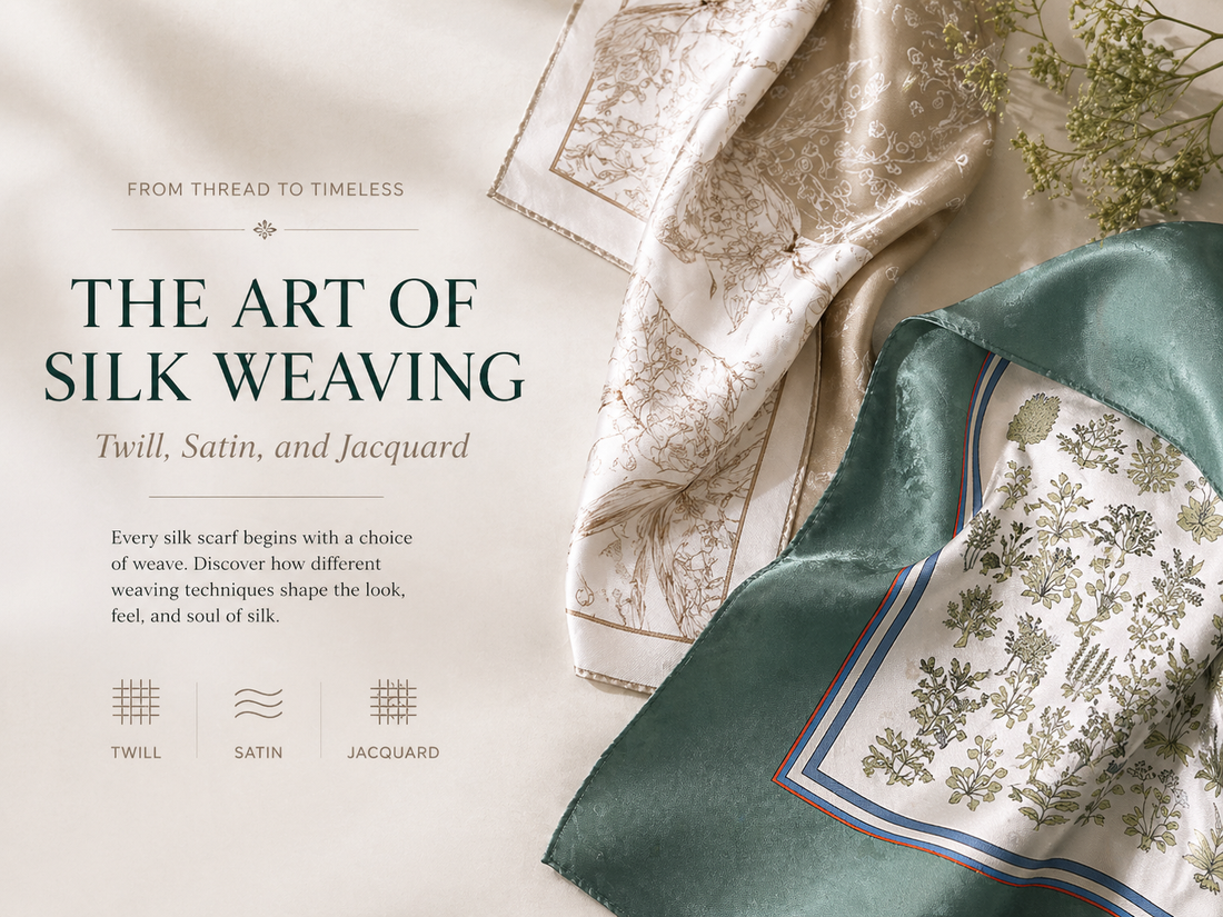 Silk Scarf Weaving: Twill, Satin, and Jacquard — What’s the Difference?