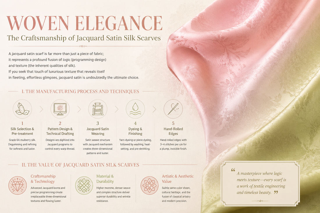 Woven Elegance: The Craftsmanship of Jacquard Satin Silk Scarves