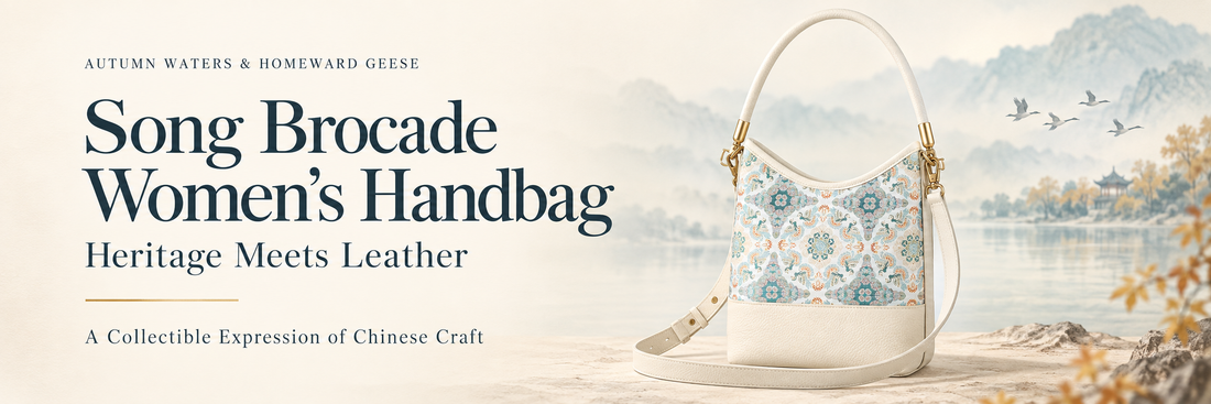 Song Brocade Women's Handbag: Silk Meets Leather
