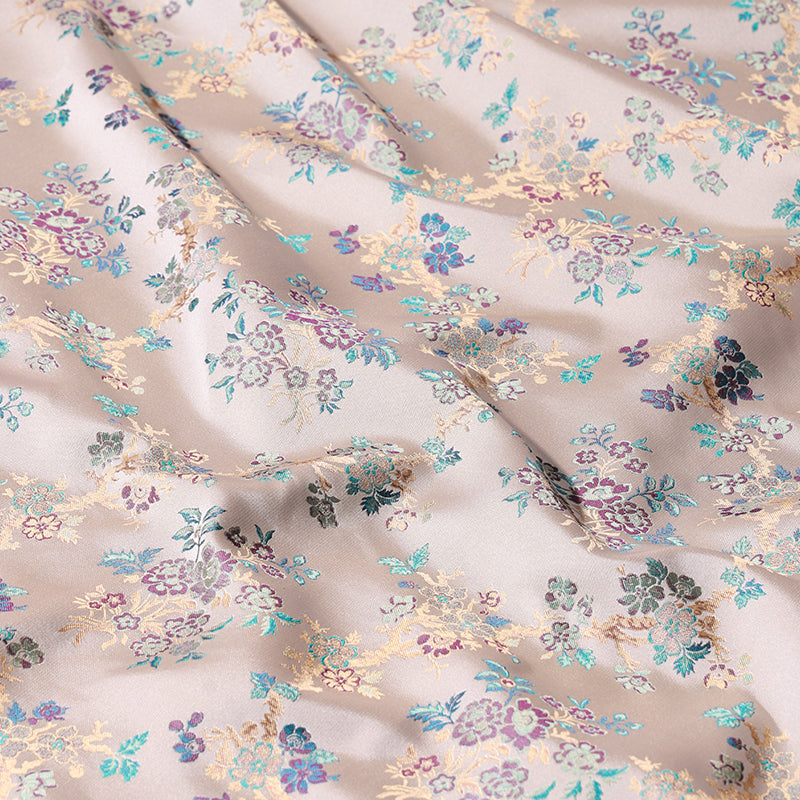 Blue-Purple Begonia Song Brocade Fabric