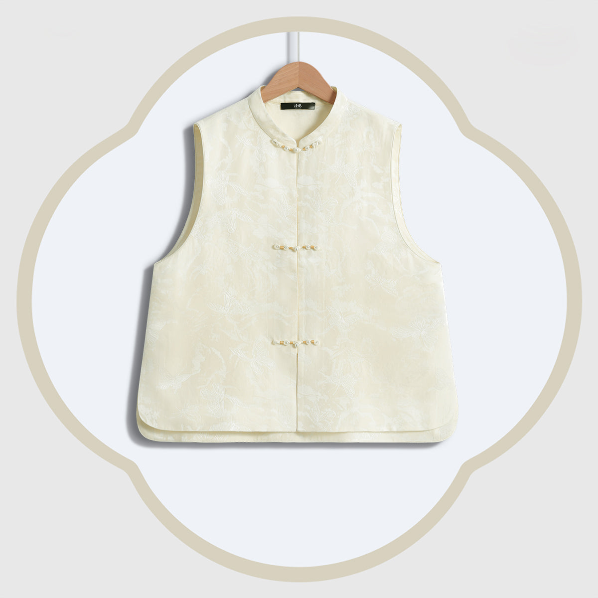 Silk and Wool Blend Vest - Butterfly Shadows Among Resting Clouds
