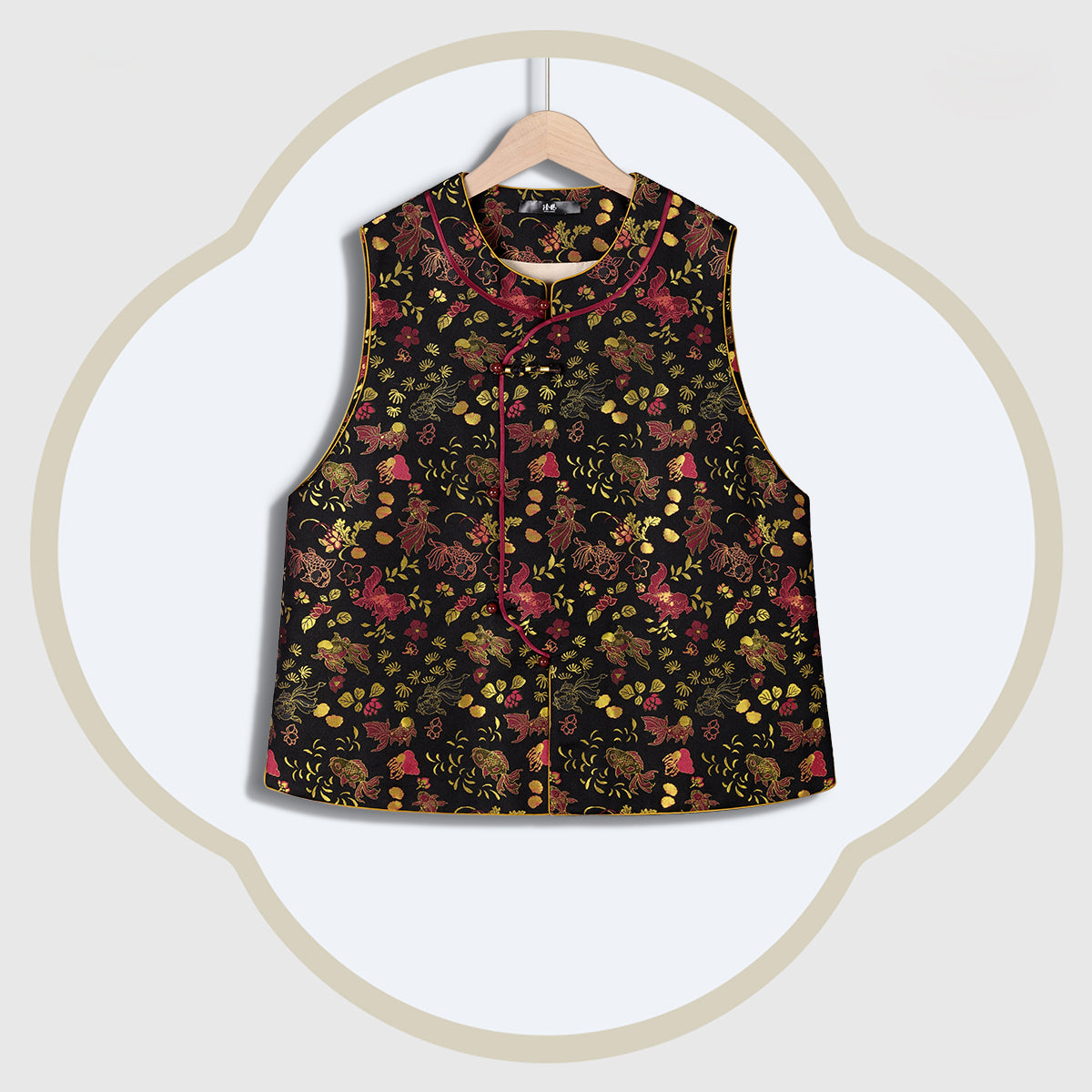 Goldfish and Seaweed Pattern Side-fastening Vest