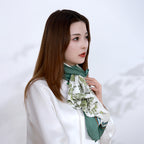 Striped Plant-Inspired Square Mulberry Silk Scarf/ Head Scarf/ Hair Scarf