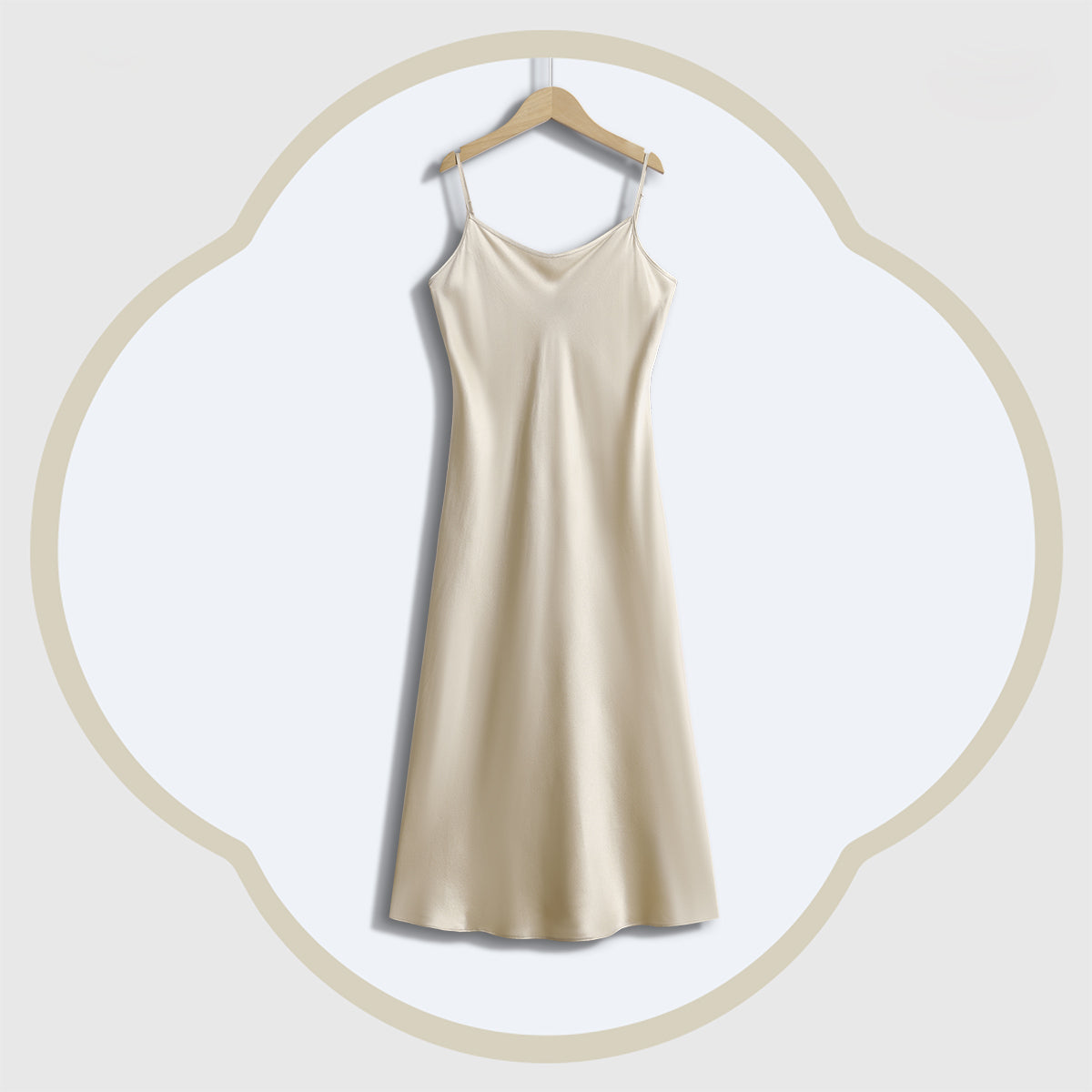 Light Champagne Silk Crepe Satin Cami Dress