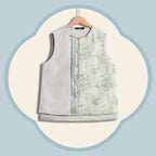 Front-Opening Song Brocade Silk Vest - Wind and Polygonatum Odoratum (Green)