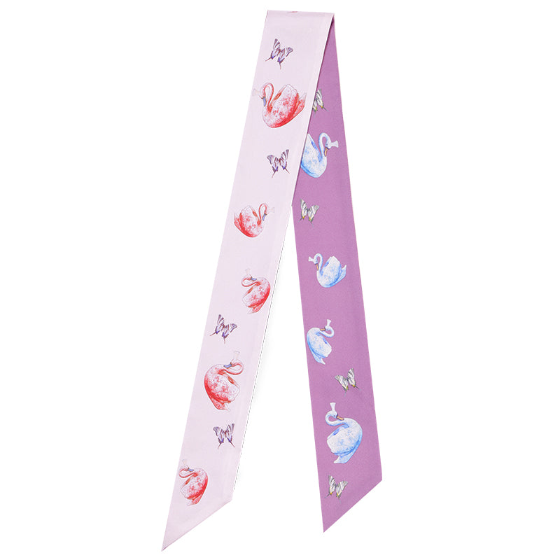 Purple Butterflies Accompany Scarlet Geese Mulberry Silk Ribbon
