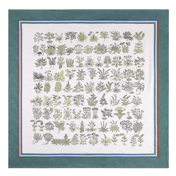Striped Plant-Inspired Square Mulberry Silk Scarf/ Head Scarf/ Hair Scarf
