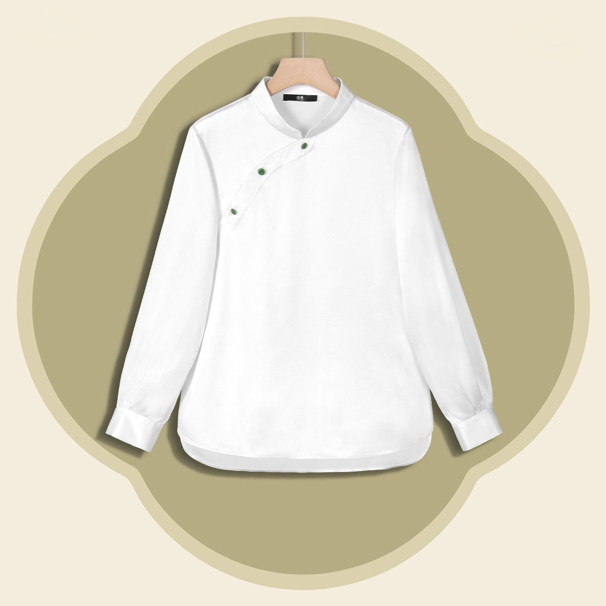 White Heavy Satin Side-fastening Blouse