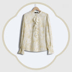 Double Silk Crepe Blouse - Misty Ripples