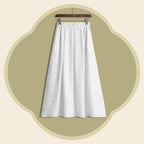 Silver-Woven Luo Silk A-Line Skirt - Elegant Leaves Shimmering