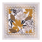 Blue Island Golden Palm Leaf Shadow Square Mulberry Silk Scarf/ Head Scarf/ Neck Scarf