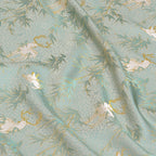 Deer and Bamboo in Harmony (Blue Gold Waving) Song Brocade Fabric