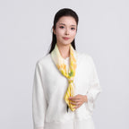 Golden Magnolia Herald the Spring Square Mulberry Silk Scarf