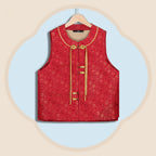 Red Ice-Crack Plum Blossom Song Brocade Silk Vest