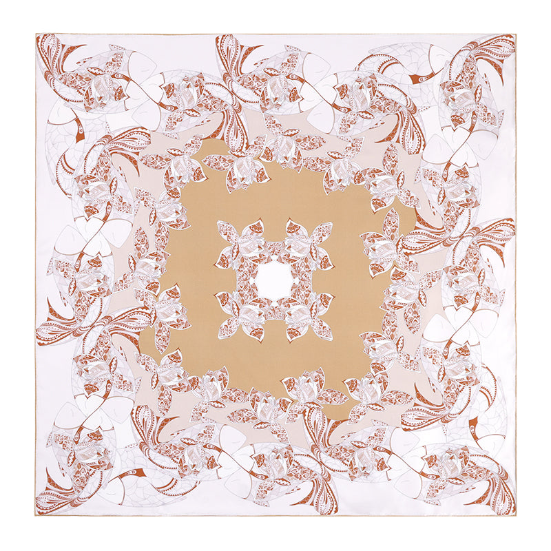 Two-Tone Interwoven Pattern Mulberry Silk Square Scarf for Women