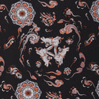 Three Rabbits Weaving Dreams (Black) Song Brocade Fabric