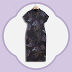 Dark Purple Peony Xiangyunsha Cheongsam