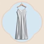 Silver Gray Silk Crepe Satin Cami Dress