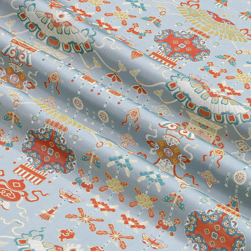 Splendid Palace Lanterns(Gray Base) Song Brocade Fabric