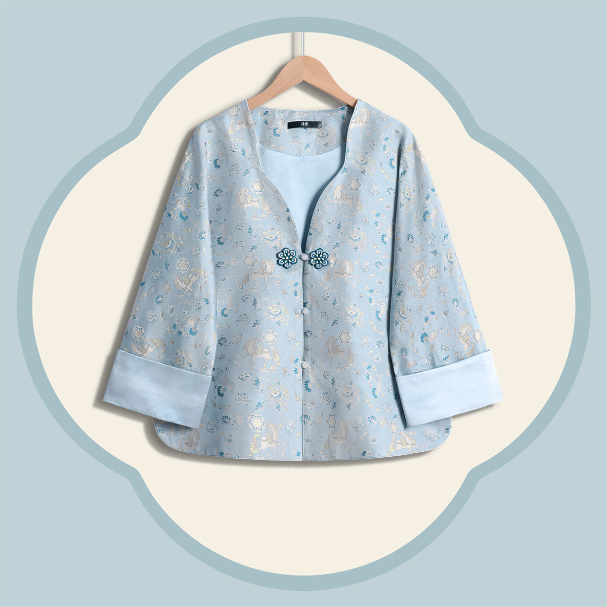 Song Brocade Silk Top - Auspicious Steeds & Flourishing Blossoms