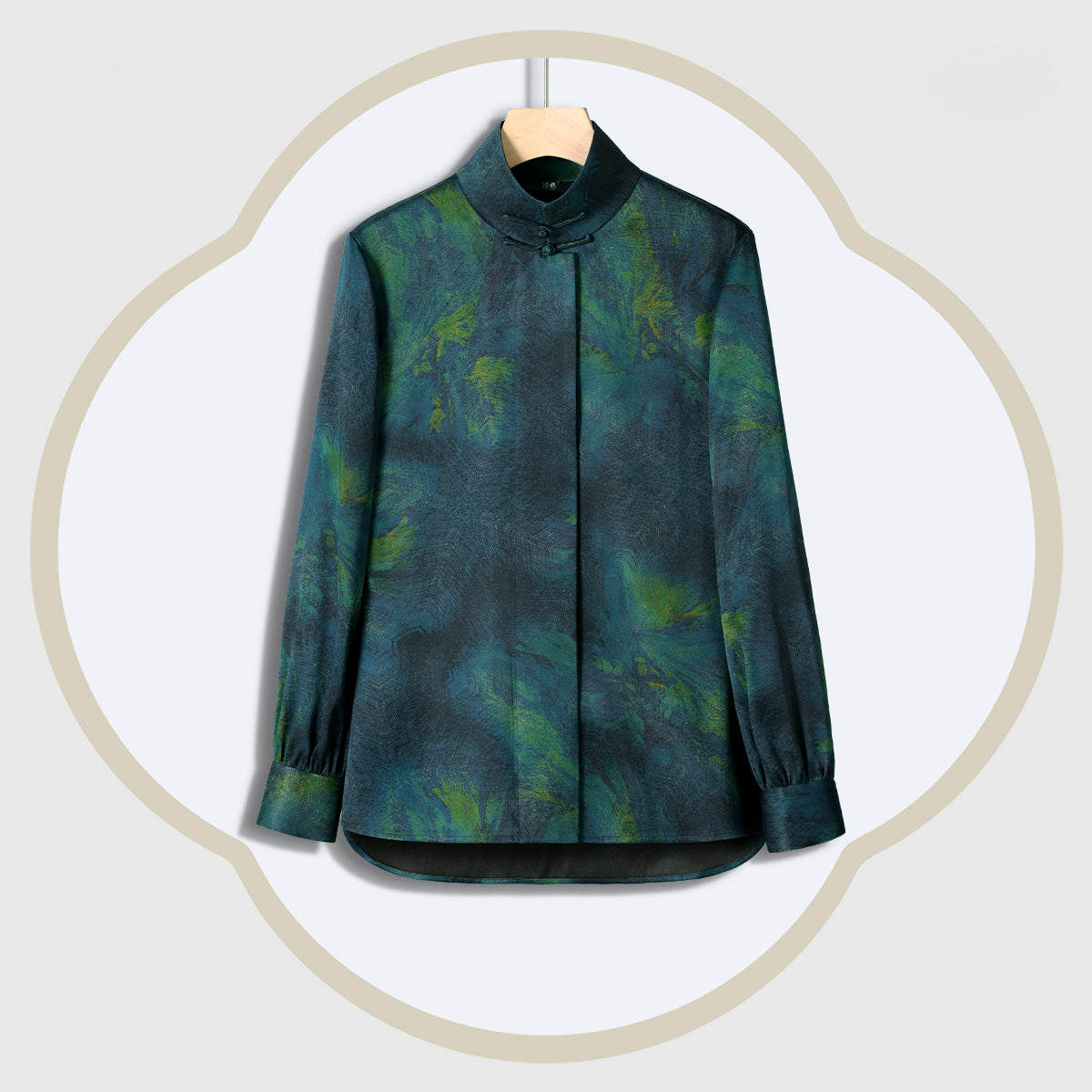 Blue and Green Gradient Xiangyunsha Blouse