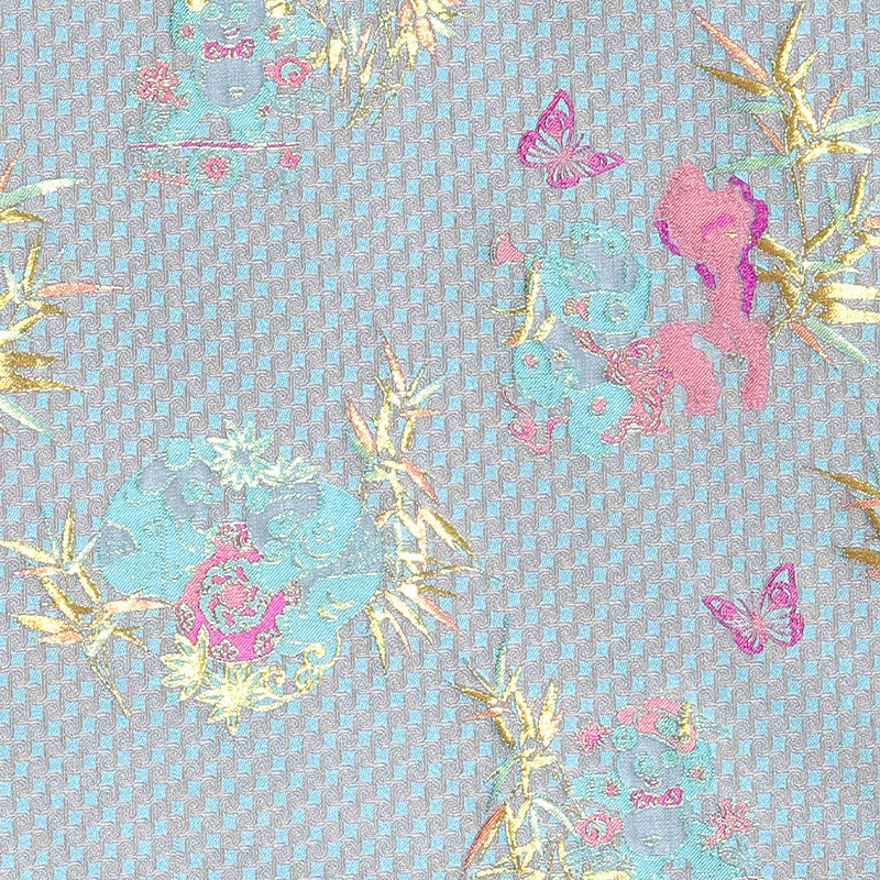 Pandas Frolicking Among the Bamboo Song Brocade Fabric