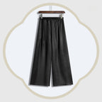 Xiangyunsha Silk Tassel Wide-Leg Trousers - Original Color Plain Crepe Satin