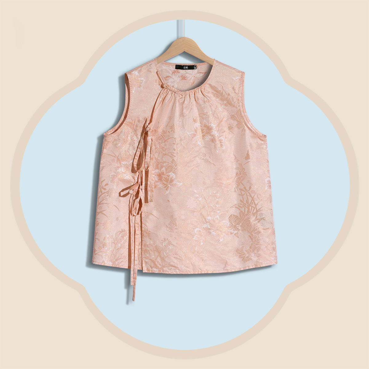 Lanhua-patterned Jacquard Sheer Sleeveless Top