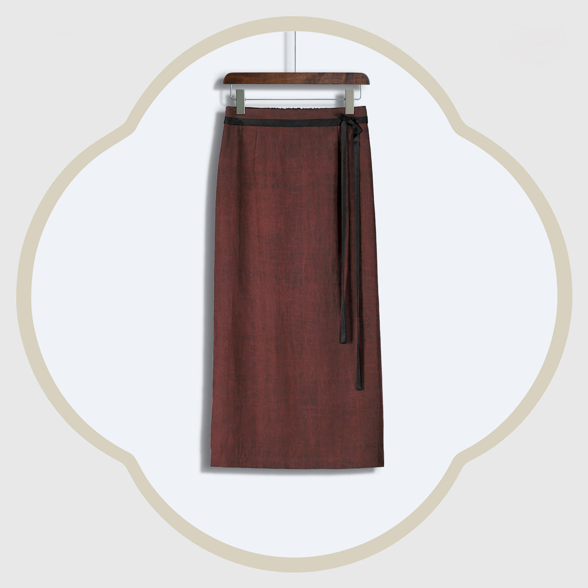 Red Plain Crepe Satin Xiangyunsha Skirt