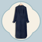 Dark Blue Plain Crepe Satin Xiangyunsha Dress