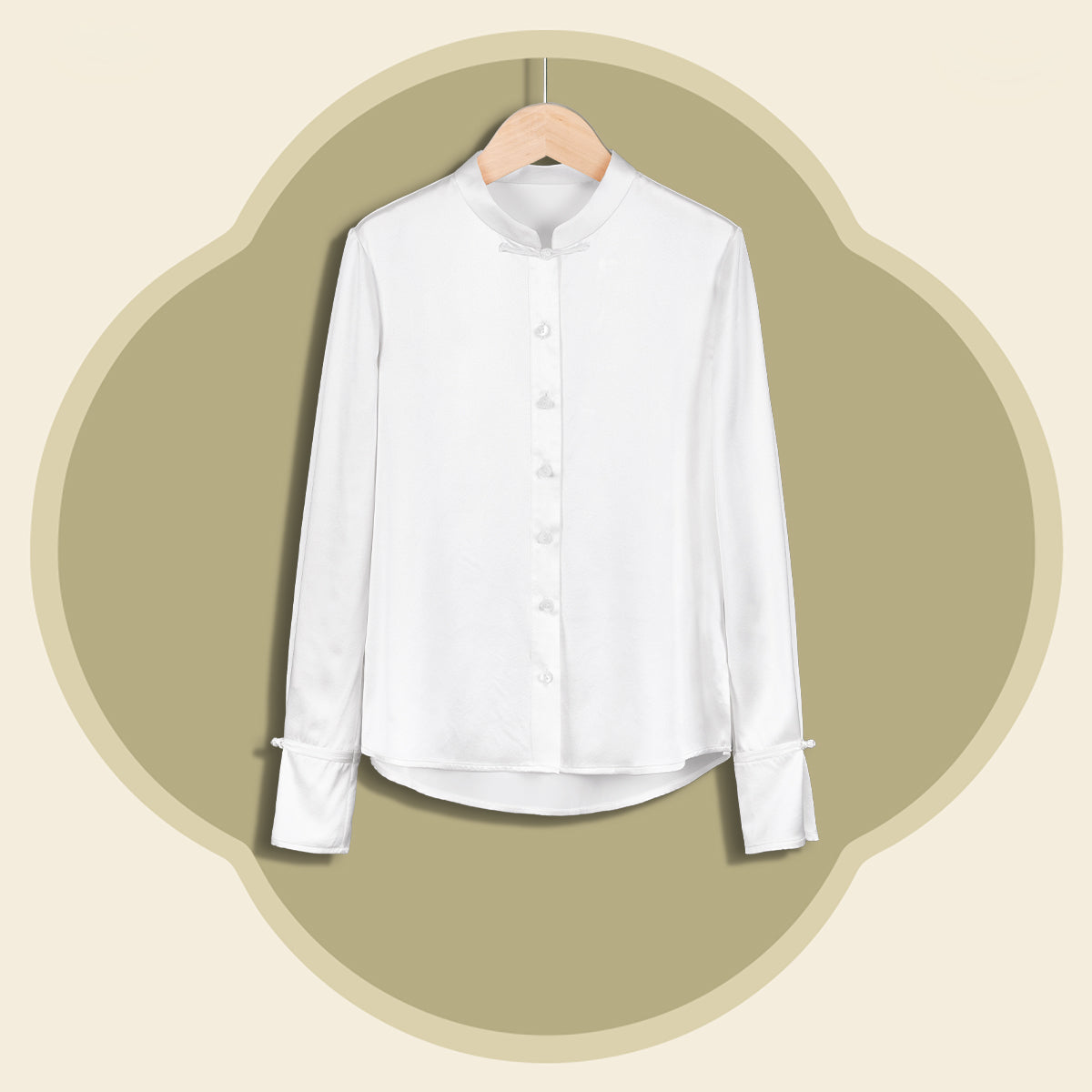White Heavy Satin Blouse