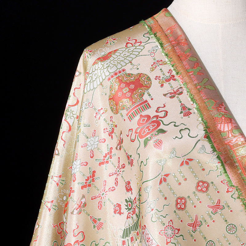 Splendid Palace Lanterns (Beige Base) Song Brocade Fabric