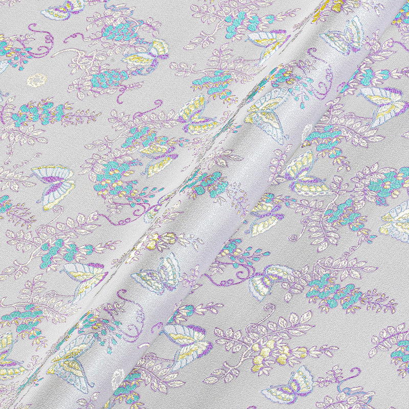 Colourful butterflies Fluttering (Light Pink) Song Brocade Fabric