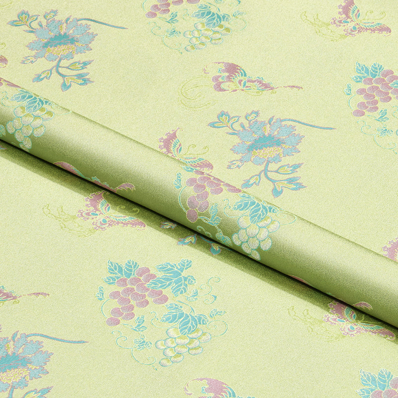 Butterflies Dancing Around A Jewel (Mother-of-pear Light Green) Song Brocade Fabric