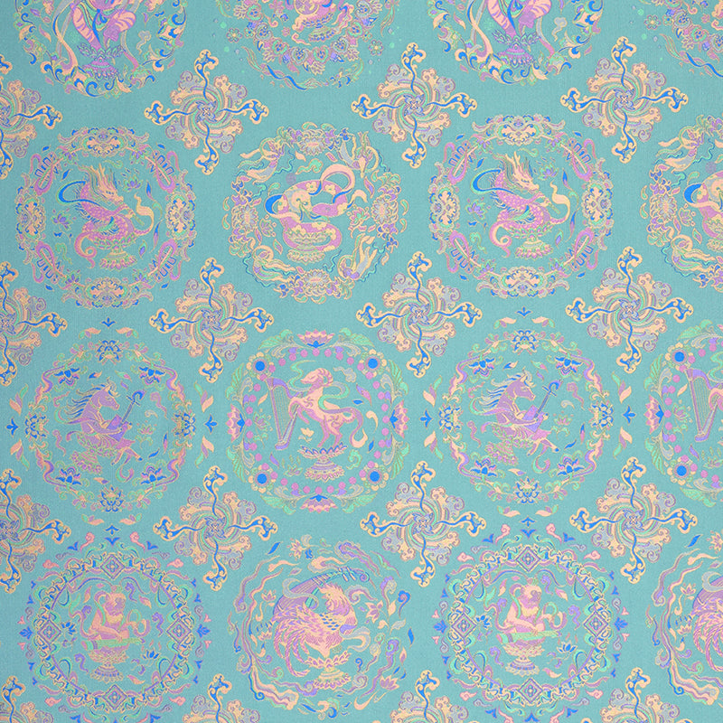 Chinese Zodiac Family Portrait Song Brocade Fabric