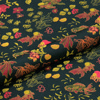 Alga and Goldfish Pattern(Black Gold Waving) Song Brocade Fabric
