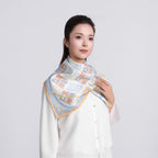 (Orange edged) Blessings Through Knot-Tying Silk Head Scarf/ Neck Scarf/ Hair Scarf