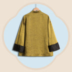 Reversible Gold-Satin Xiangyunsha Silk Straight-Front Top