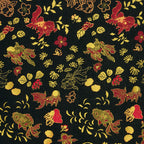 Alga and Goldfish Pattern(Black Gold Waving) Song Brocade Fabric