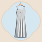 Silver Gray Silk Crepe Satin Cami Dress