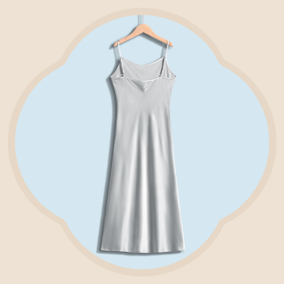 Silver Gray Silk Crepe Satin Cami Dress
