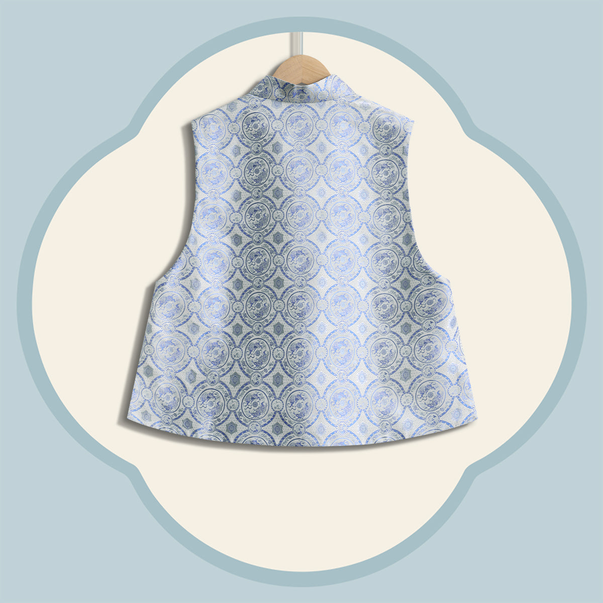 Straight-Front Waistcoat in Double Lions and Brocade Ball Motif