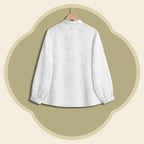 Camellia and Butterfly Jacquard Satin Shirt