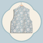Gray-Based Butterfly Camellia Stand-up Pipa- Style Collar Vest