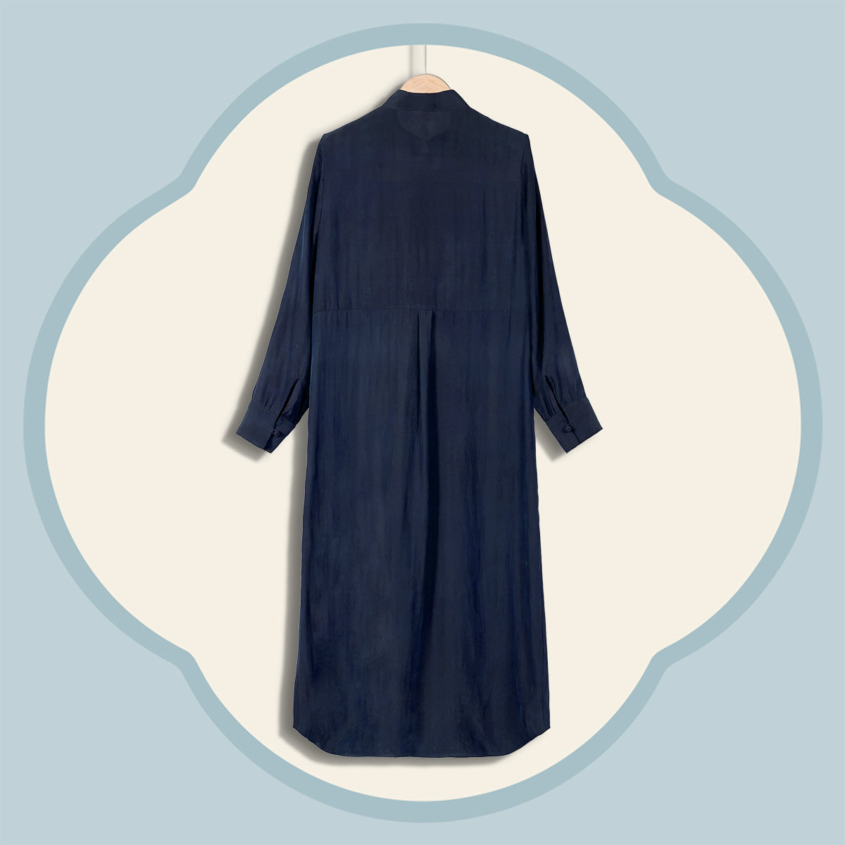 Dark Blue Plain Crepe Satin Xiangyunsha Dress