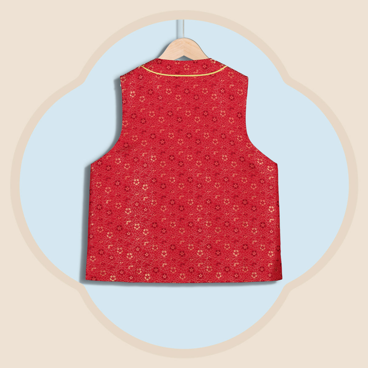 Red Ice-Crack Plum Blossom Song Brocade Silk Vest