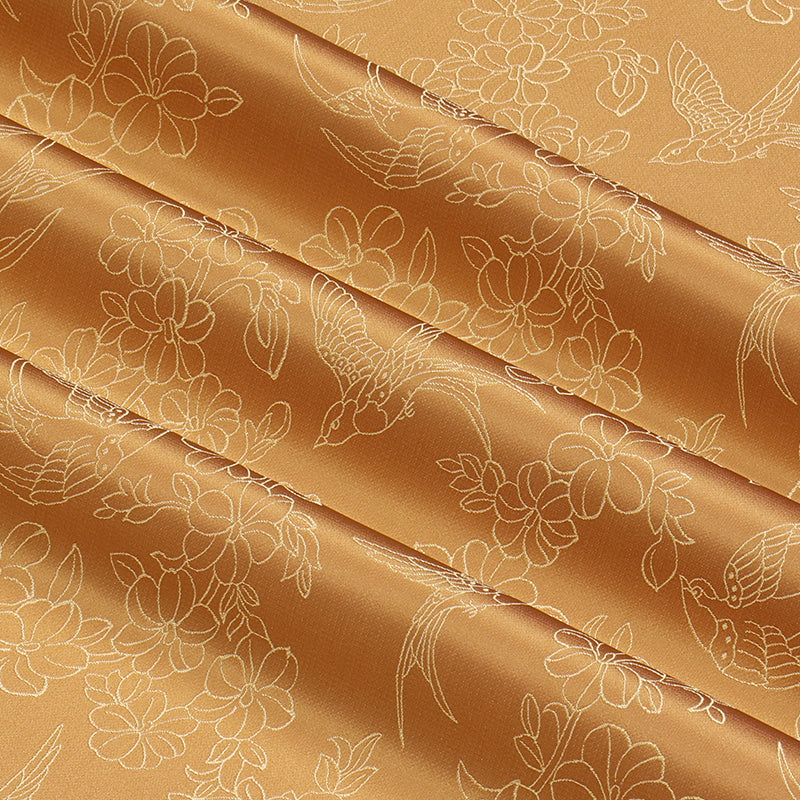 Golden Swallow Announcing Spring (Earth Yellow and Red) Song Brocade Fabric