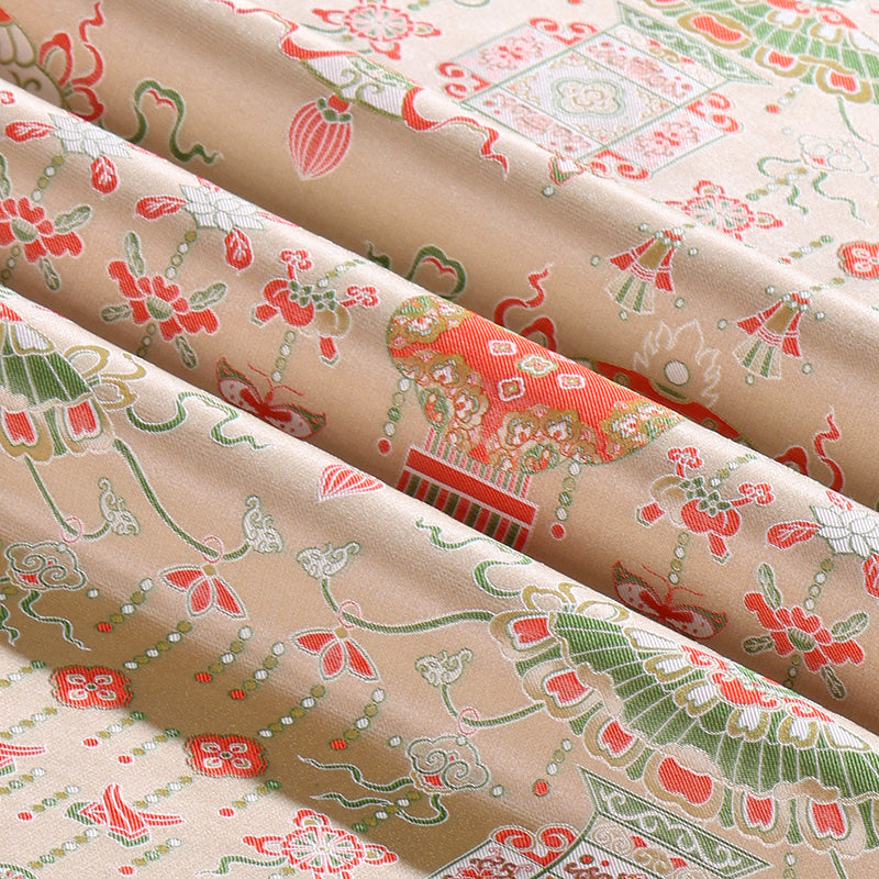 Splendid Palace Lanterns (Beige Base) Song Brocade Fabric